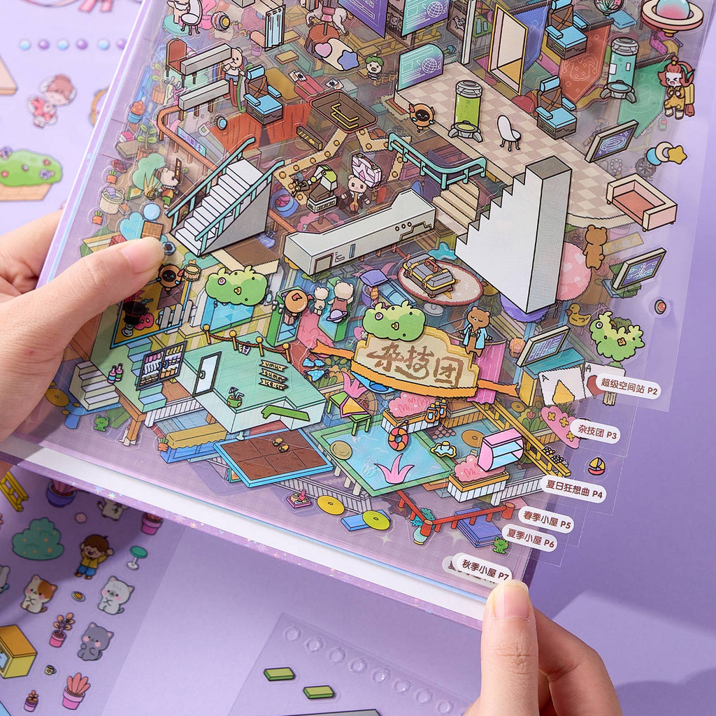 The melody town micro scene diary seal seal, the child care seal, and the adult stress relief seal. 8 different theme scenes. Can be used for glass metal cup body seal. 3 d Solid diy Decorative book