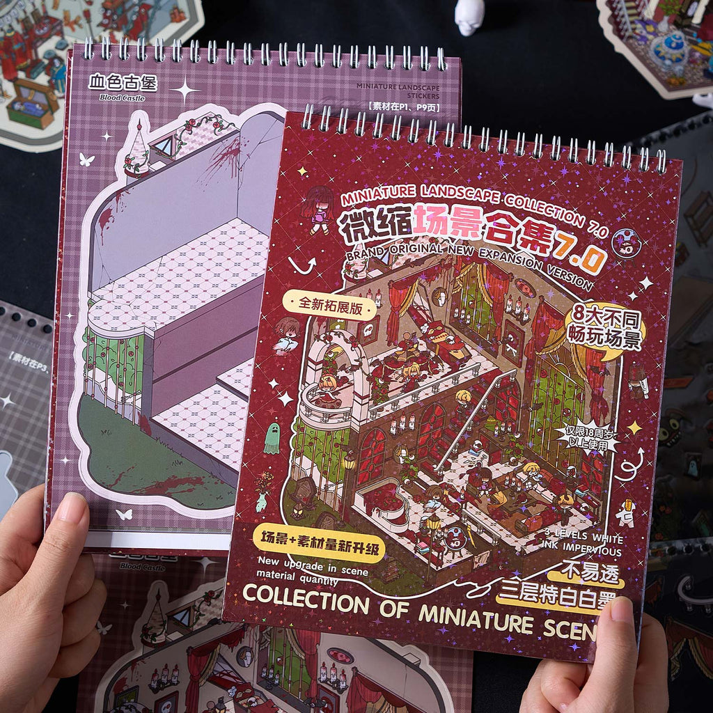 The thriller town micro scene pocketbook seal, children's awareness seal, adult stress relief seal. 8 different theme scenes. Can be used for glass metal cup body seal. 3 d Solid diy Decorative book