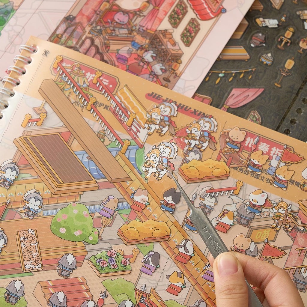 One volume of Chinese ancient imperial palace diy Toy. 12 different theme scenes. 3 d A three-dimensional cartoon shed diy Decorative book