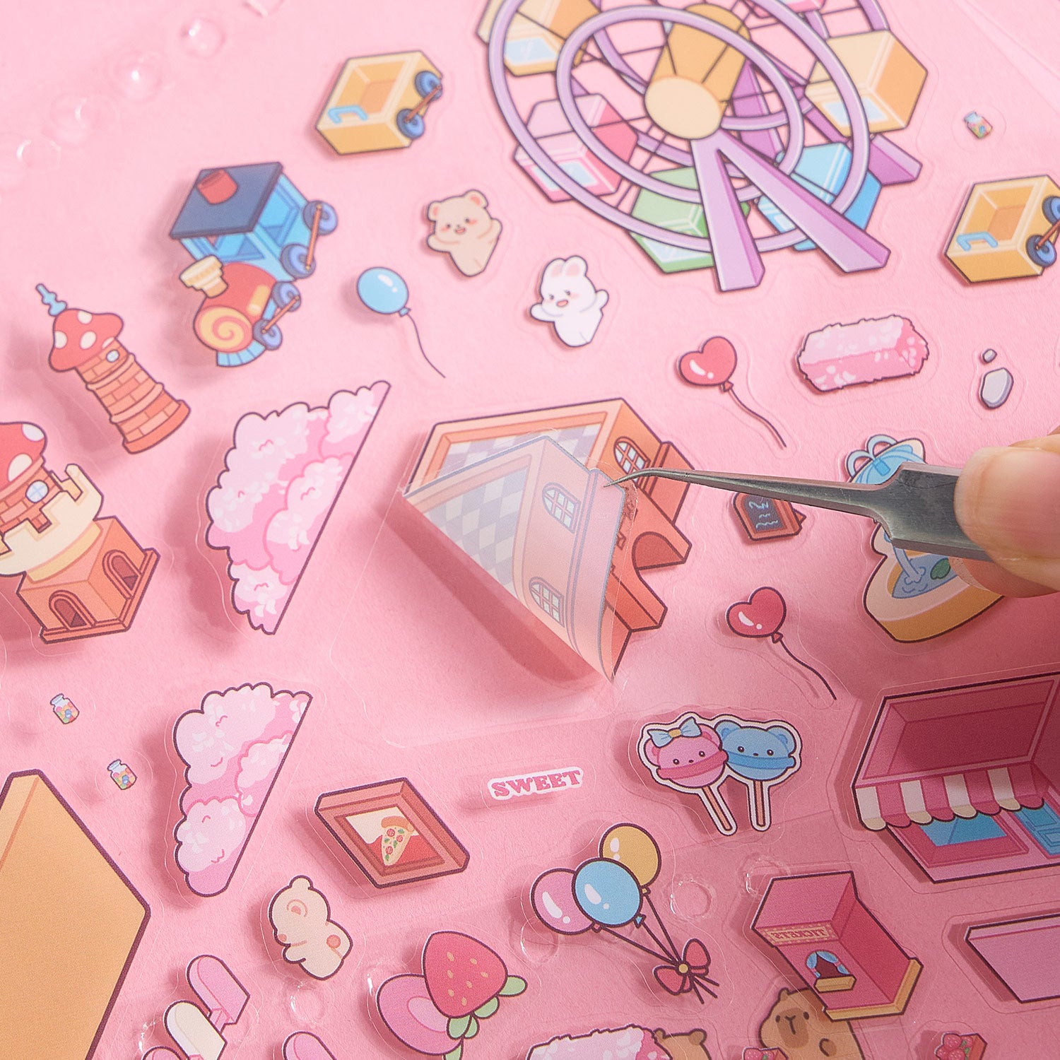 A narrow scene of the town of pleasure is a Book Book seal seal, child's wisdom seal, six different theme scenes. 3 d A three-dimensional cartoon shed diy Decorative book