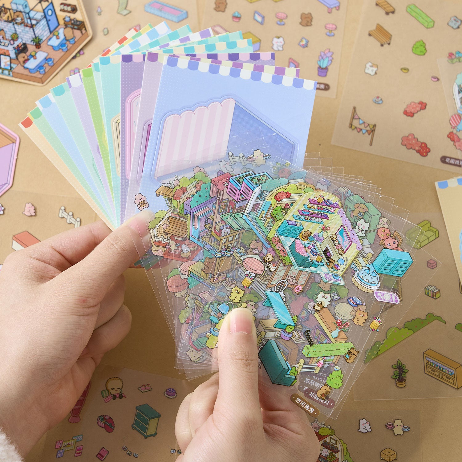 A mini mini series (4 items) easy to use mini notebooks diy Toy. 8 different theme scenes, 24 sheets / gold. 3 d A three-dimensional cartoon shed diy Decorative book