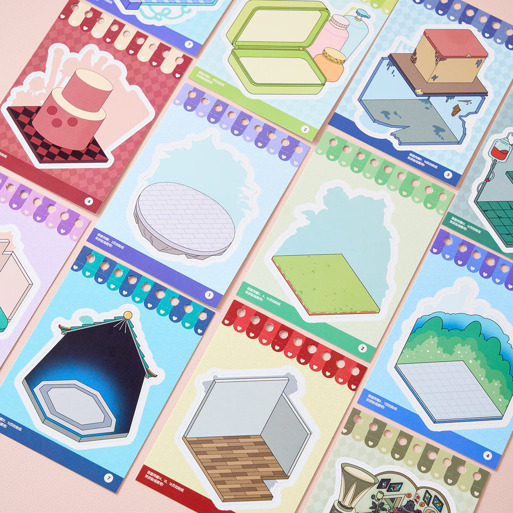 One set of mini series cute animals (Animal Adventure town + animal shooter Series) reduction scene pocketbook seal, child care seal, various construction scenes, 26 sheets, 8 series series / books. 3 d A three-dimensional cartoon shed diy Decorative book