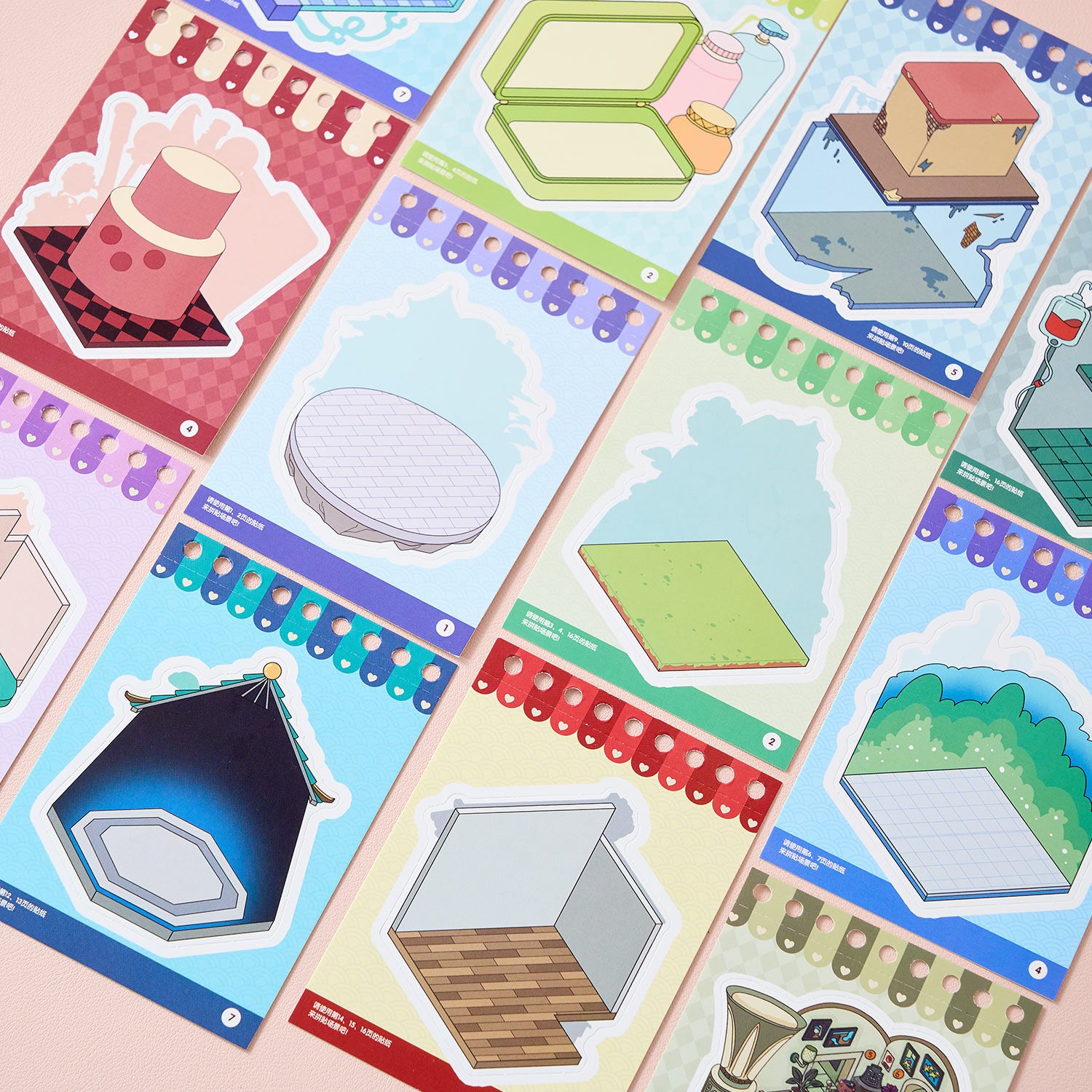One set of mini series cute animals (Animal Adventure town + animal shooter Series) reduction scene pocketbook seal, child care seal, various construction scenes, 26 sheets, 8 series series / books. 3 d A three-dimensional cartoon shed diy Decorative book