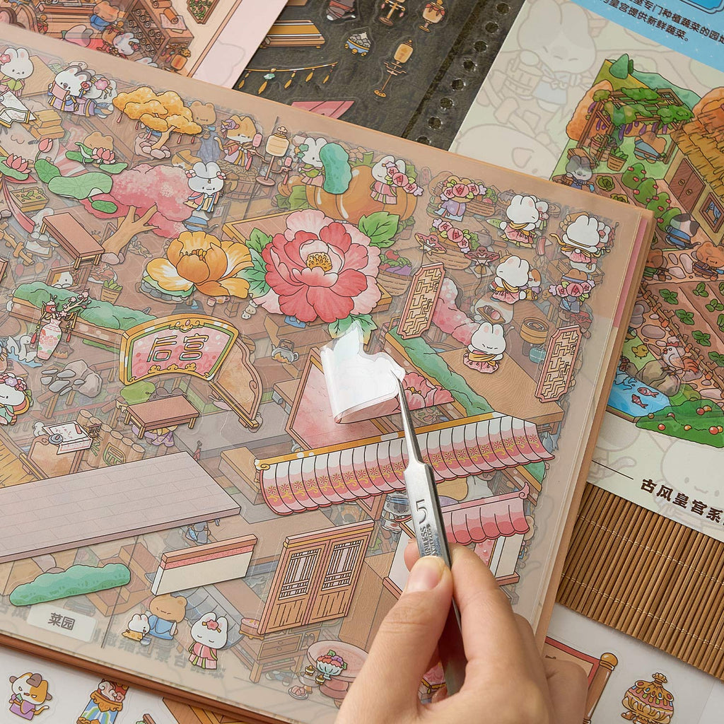 One volume of Chinese ancient imperial palace diy Toy. 12 different theme scenes. 3 d A three-dimensional cartoon shed diy Decorative book