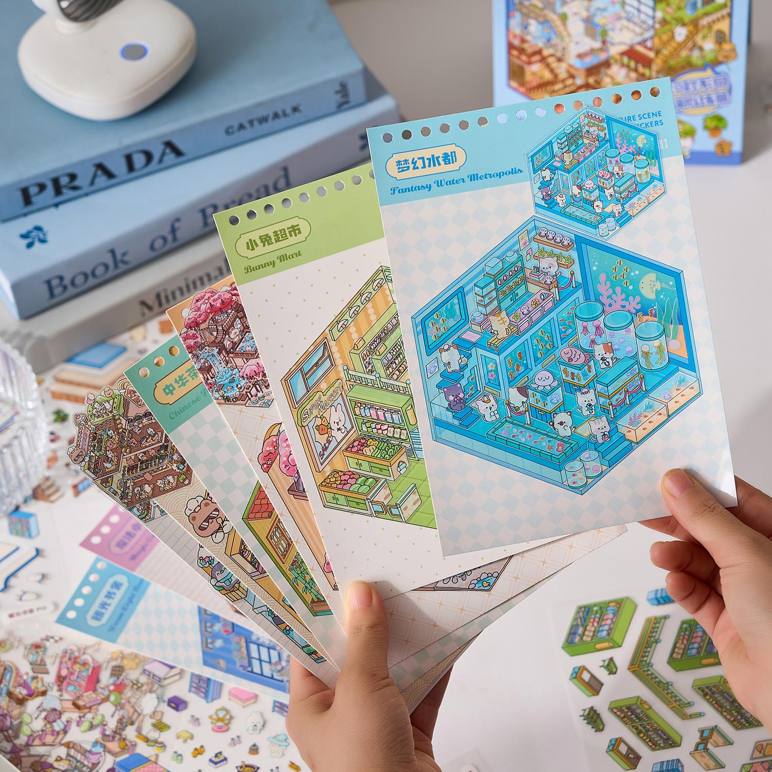 One of the most popular scenes in the shopping district is a shrink scene notebook, a seal for children, a variety of fabrication scenes, 49 pages / books. 3 d A three-dimensional cartoon shed diy Decorative book