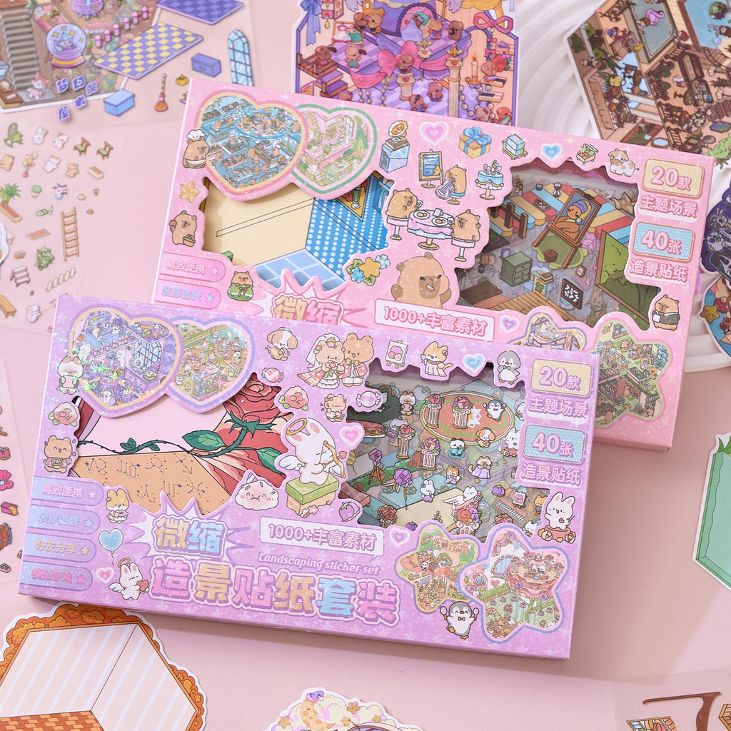 One box reduction scene pocketbook, seal for children, adult stress relief seal. There are 20 different themes, 40 sheets of paper. Can be used for glass metal cup body seal. 3 d A three-dimensional cultural property diy Decorative book