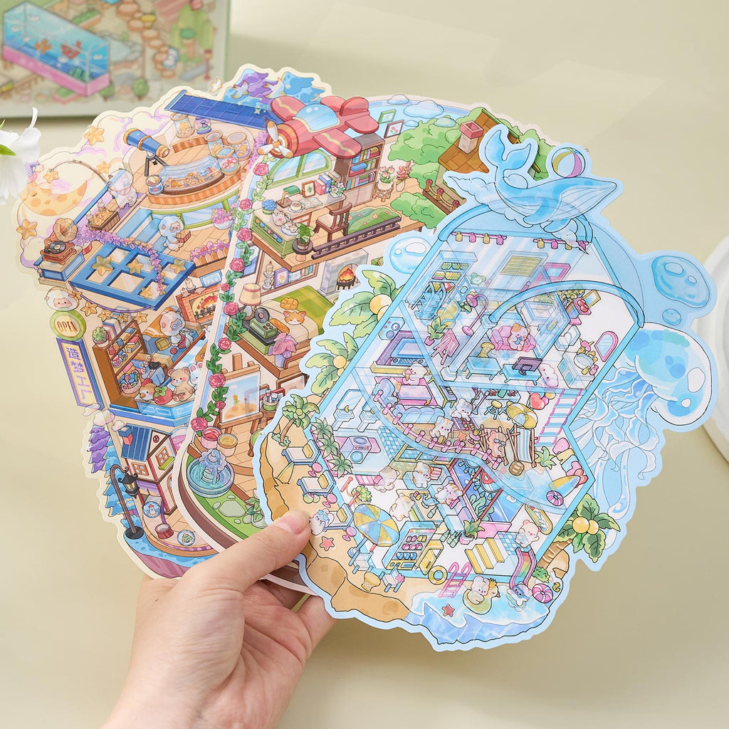 It can be used for one of the children's seal seals, the children's seal, various building scenes, and the glass metal cap bodyseal. 3 d A three-dimensional cartoon shed diy Decorative book