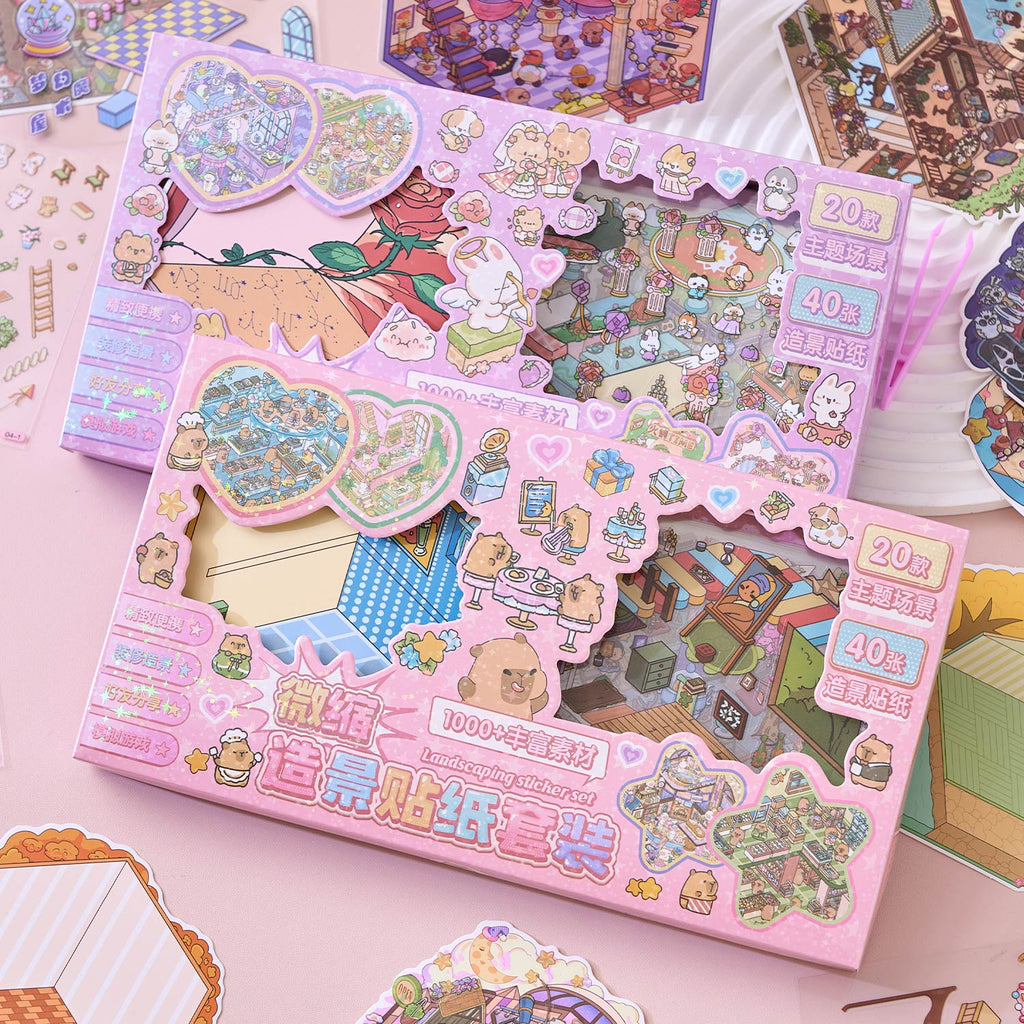 One box reduction scene pocketbook, seal for children, adult stress relief seal. There are 20 different themes, 40 sheets of paper. Can be used for glass metal cup body seal. 3 d A three-dimensional cultural property diy Decorative book