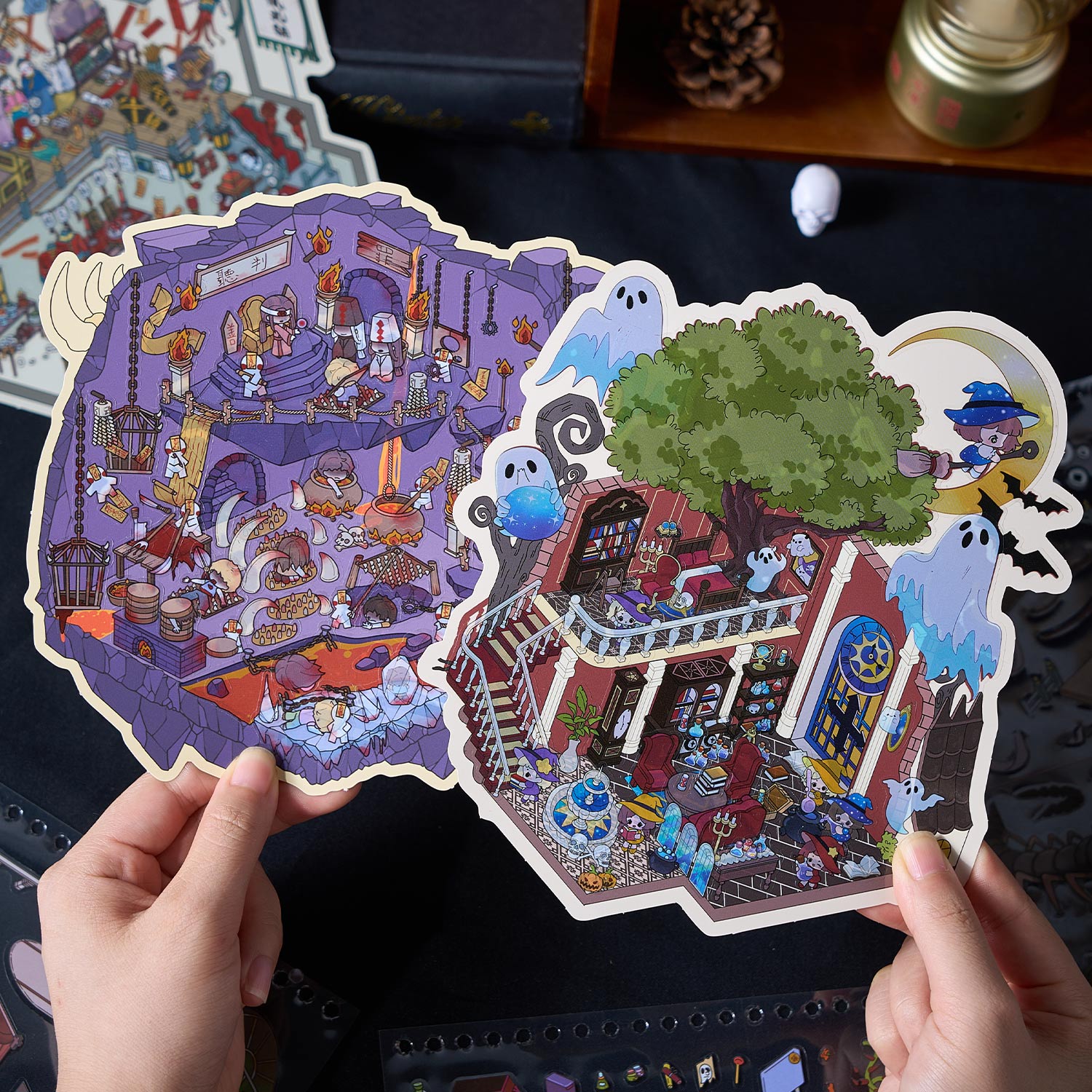 The thriller town micro scene pocketbook seal, children's awareness seal, adult stress relief seal. 8 different theme scenes. Can be used for glass metal cup body seal. 3 d Solid diy Decorative book