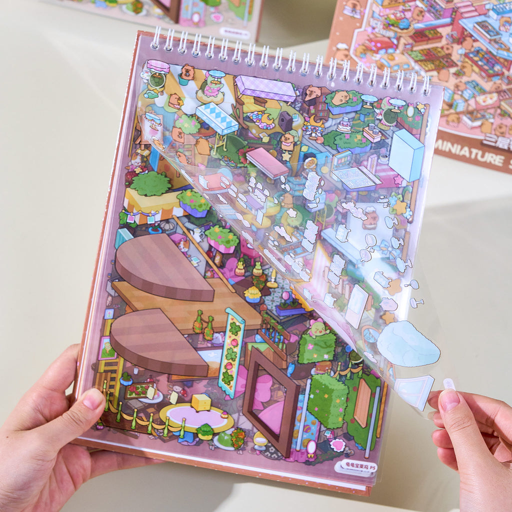 It is a Book of the reduced scene of the strange town. 6 different theme scenes. Can be used for glass metal cup body seal. 3 d Solid diy Decorative book