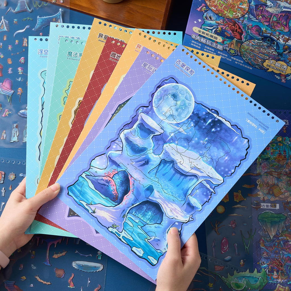 One of the notebooks of the shrinking scene of the town in the odd area diy Toy. 8 different theme scenes. 3 d A three-dimensional cartoon shed diy Decorative book