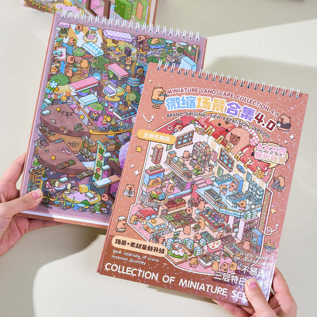 It is a Book of the reduced scene of the strange town. 6 different theme scenes. Can be used for glass metal cup body seal. 3 d Solid diy Decorative book