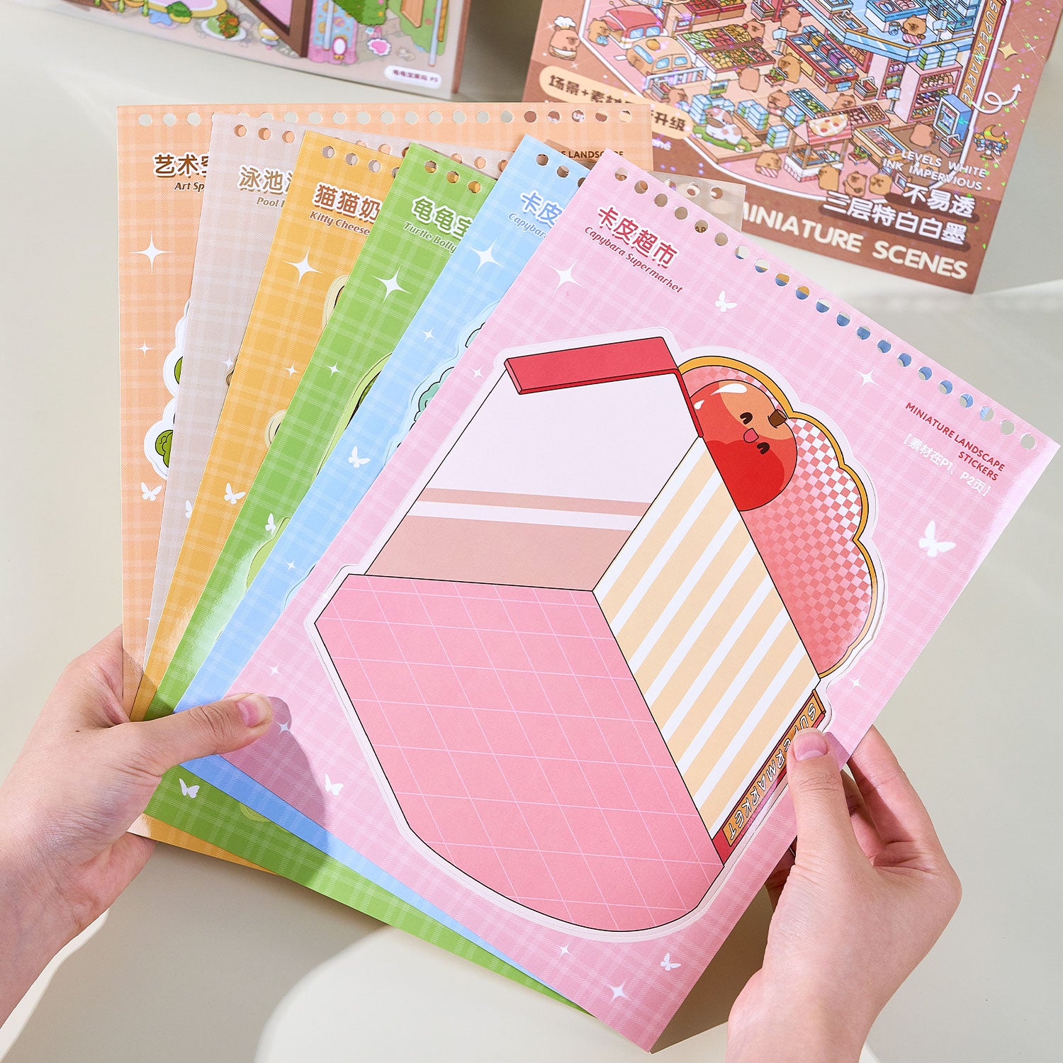 It is a Book of the reduced scene of the strange town. 6 different theme scenes. Can be used for glass metal cup body seal. 3 d Solid diy Decorative book