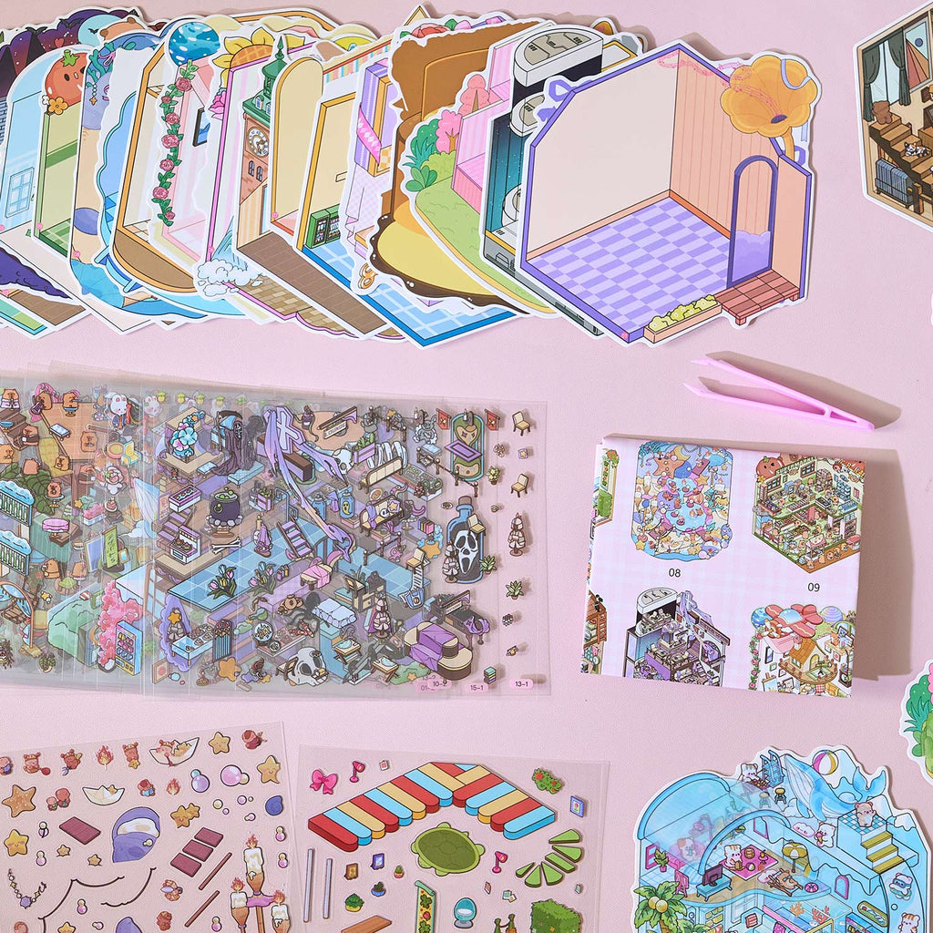 One box reduction scene pocketbook, seal for children, adult stress relief seal. There are 20 different themes, 40 sheets of paper. Can be used for glass metal cup body seal. 3 d A three-dimensional cultural property diy Decorative book