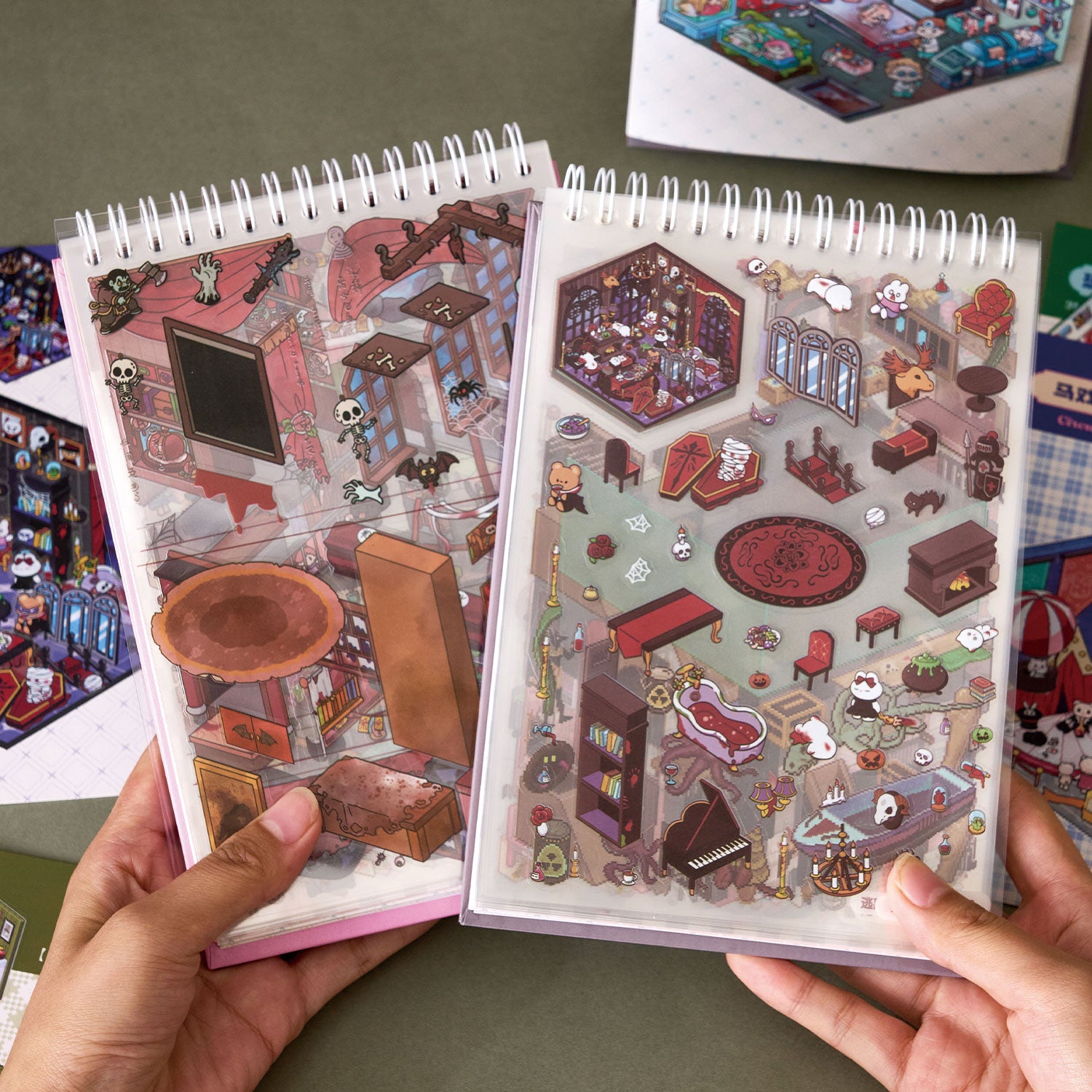 A small light town (gray cover motif / Pink Wedding motif) is a shrinking scene book notebook, a child care seal, a children's production scene, 51 Pages / book. 3 d A three-dimensional cartoon shed diy Decorative book.