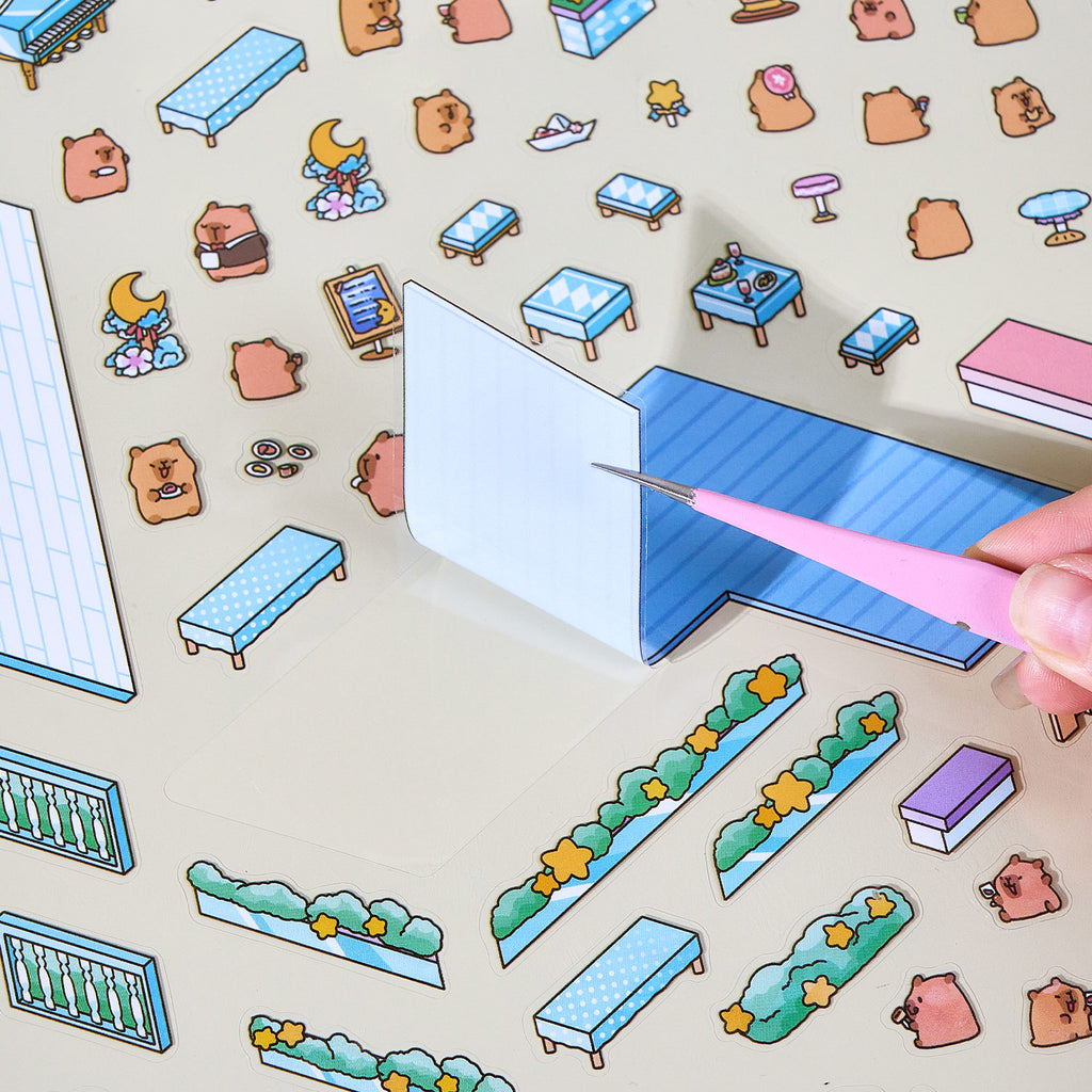 It is a Book of the reduced scene of the strange town. 6 different theme scenes. Can be used for glass metal cup body seal. 3 d Solid diy Decorative book