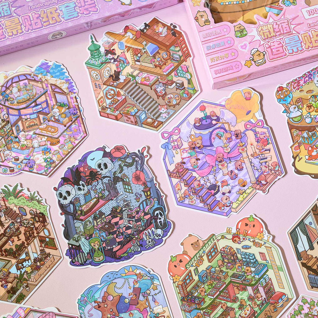 One box reduction scene pocketbook, seal for children, adult stress relief seal. There are 20 different themes, 40 sheets of paper. Can be used for glass metal cup body seal. 3 d A three-dimensional cultural property diy Decorative book