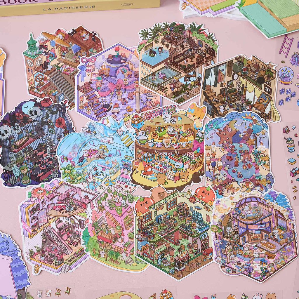 One box reduction scene pocketbook, seal for children, adult stress relief seal. There are 20 different themes, 40 sheets of paper. Can be used for glass metal cup body seal. 3 d A three-dimensional cultural property diy Decorative book