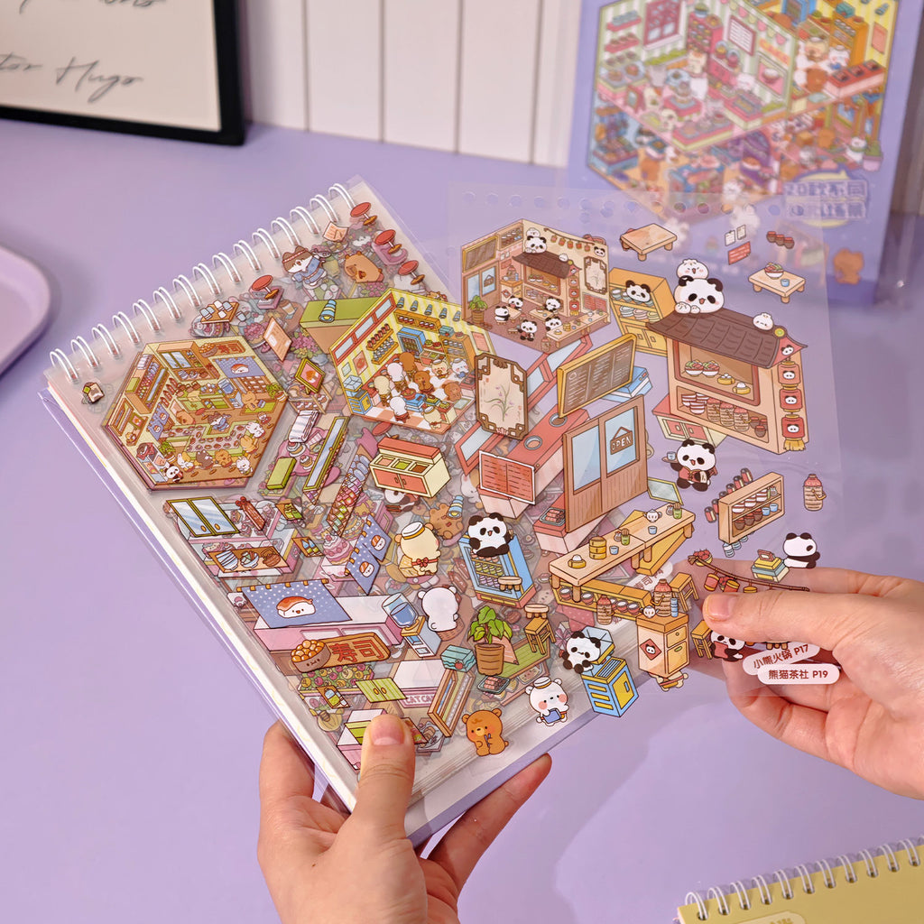 Great popularity panda It is a shrinking scene book notebook, a seal for children, various building scenes, 40 pages / books. 3 d A three-dimensional cartoon shed diy Decorative book