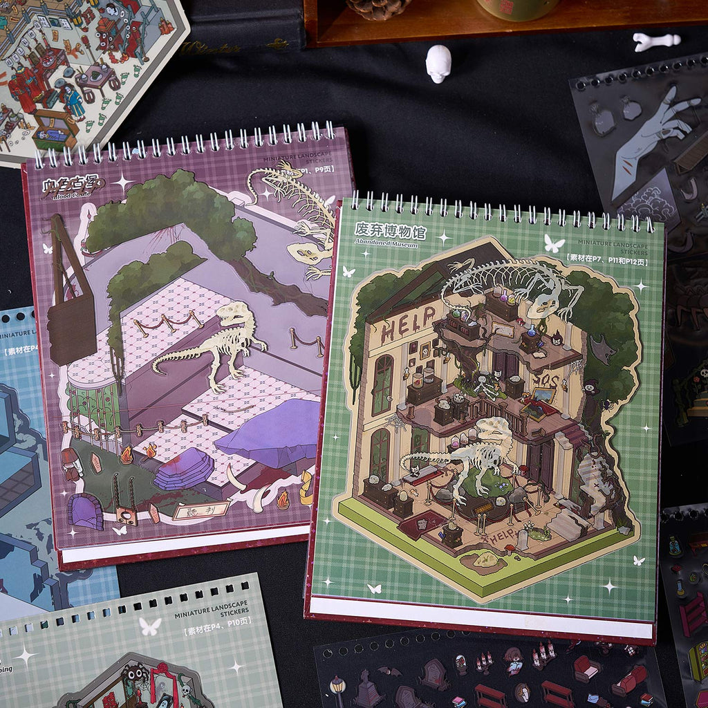 The thriller town micro scene pocketbook seal, children's awareness seal, adult stress relief seal. 8 different theme scenes. Can be used for glass metal cup body seal. 3 d Solid diy Decorative book