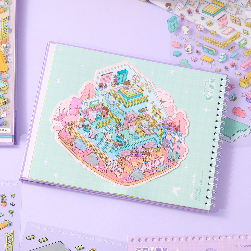 The melody town micro scene diary seal seal, the child care seal, and the adult stress relief seal. 8 different theme scenes. Can be used for glass metal cup body seal. 3 d Solid diy Decorative book