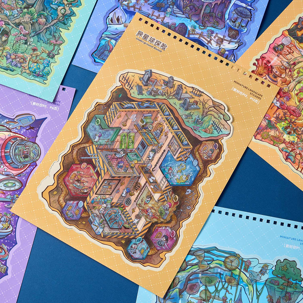 One of the notebooks of the shrinking scene of the town in the odd area diy Toy. 8 different theme scenes. 3 d A three-dimensional cartoon shed diy Decorative book