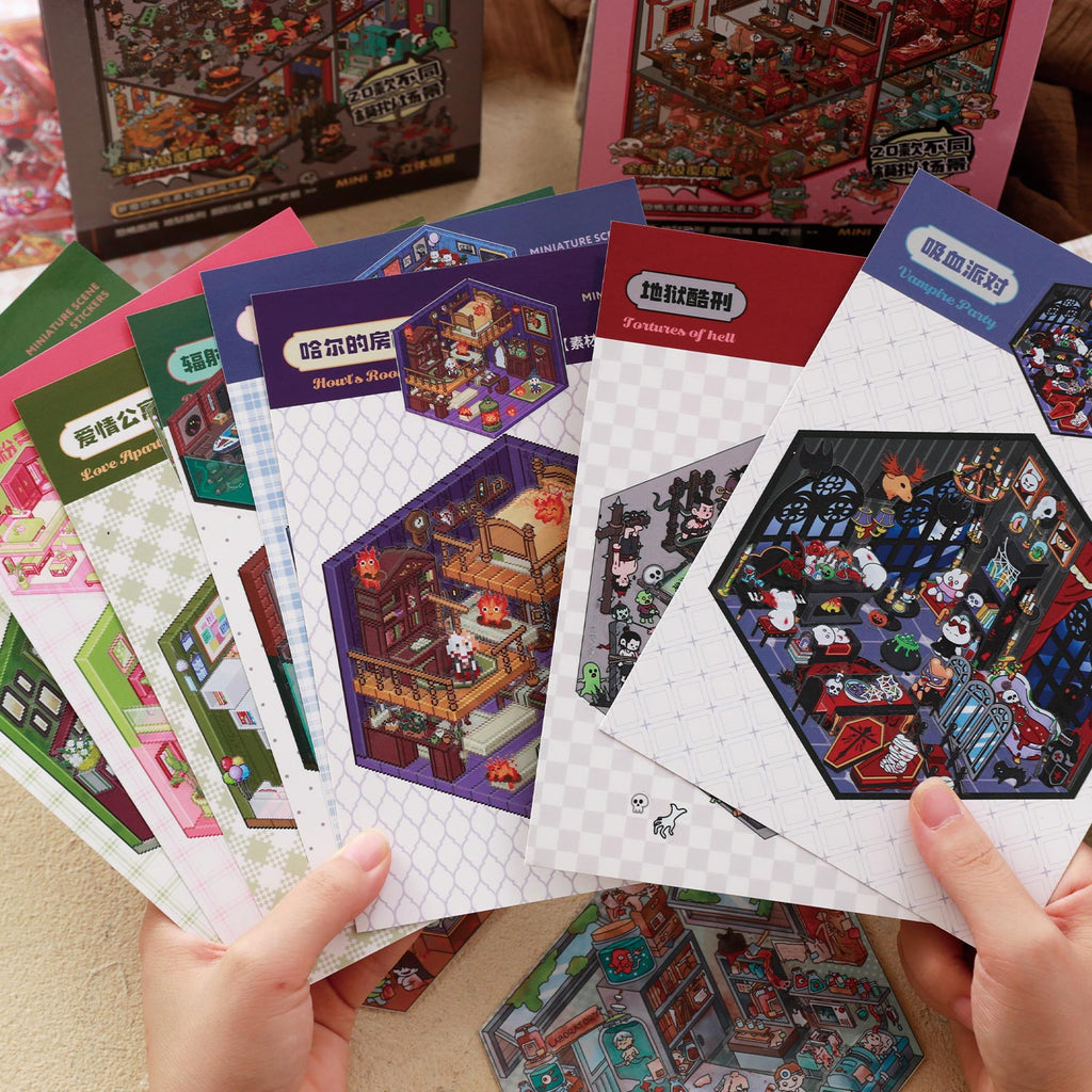 A small light town (gray cover motif / Pink Wedding motif) is a shrinking scene book notebook, a child care seal, a children's production scene, 51 Pages / book. 3 d A three-dimensional cartoon shed diy Decorative book.