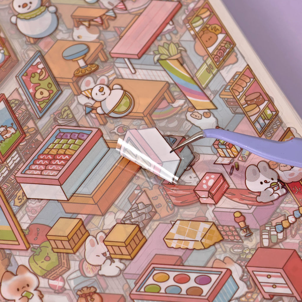 Great popularity panda It is a shrinking scene book notebook, a seal for children, various building scenes, 40 pages / books. 3 d A three-dimensional cartoon shed diy Decorative book