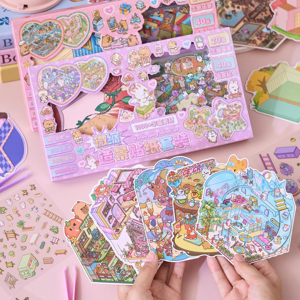 One box reduction scene pocketbook, seal for children, adult stress relief seal. There are 20 different themes, 40 sheets of paper. Can be used for glass metal cup body seal. 3 d A three-dimensional cultural property diy Decorative book