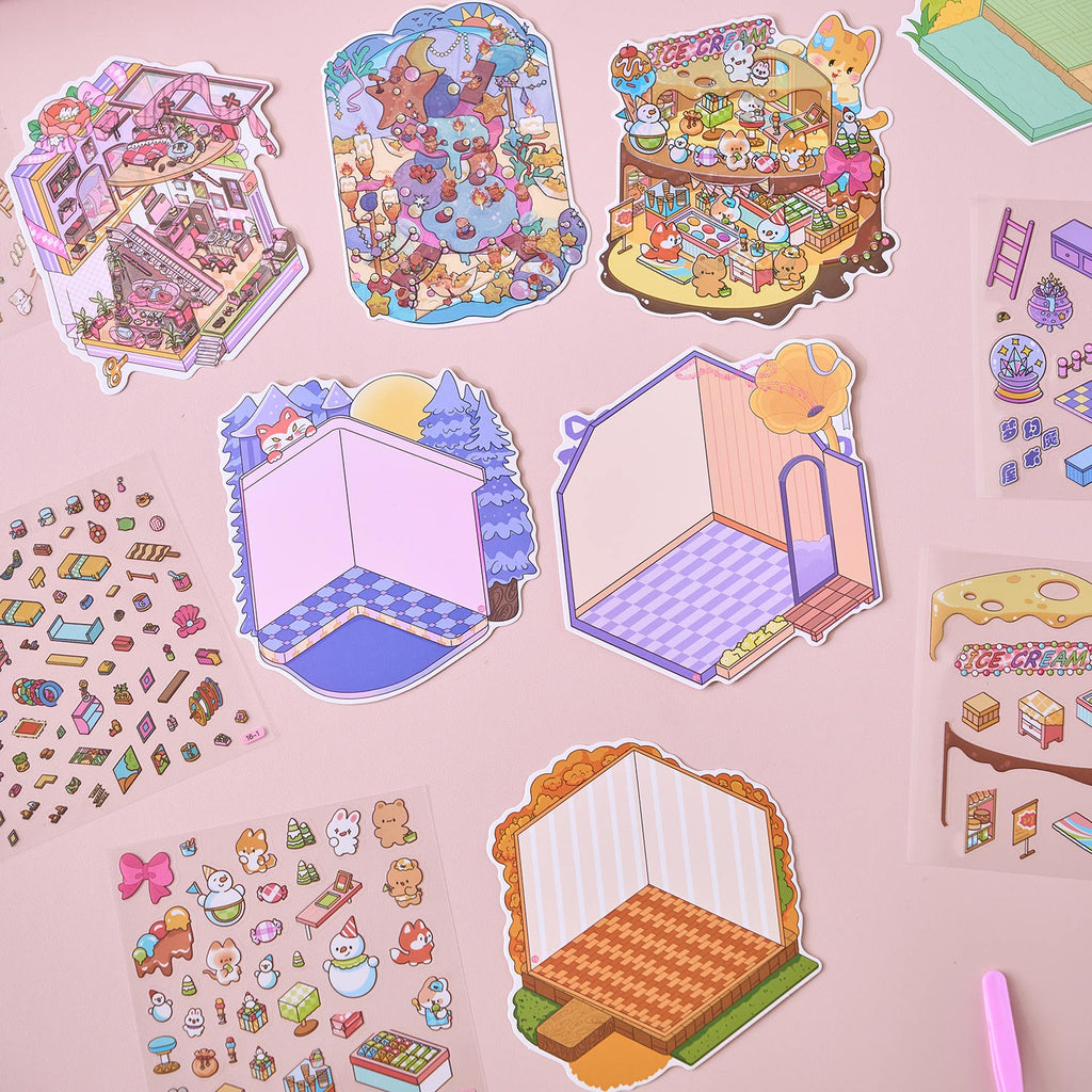 One box reduction scene pocketbook, seal for children, adult stress relief seal. There are 20 different themes, 40 sheets of paper. Can be used for glass metal cup body seal. 3 d A three-dimensional cultural property diy Decorative book