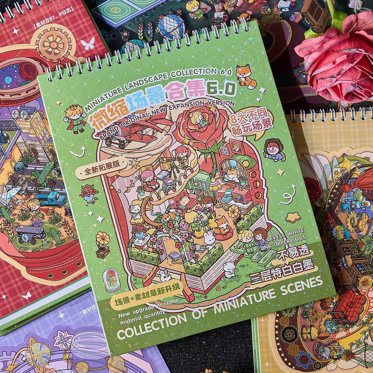 A micro scene book of rose Town, a seal seal for children, an adult stress relief seal. There are various construction scenes and can be used for glass metal cup bodyseal. 3 d A three-dimensional cultural property diy Decorative book