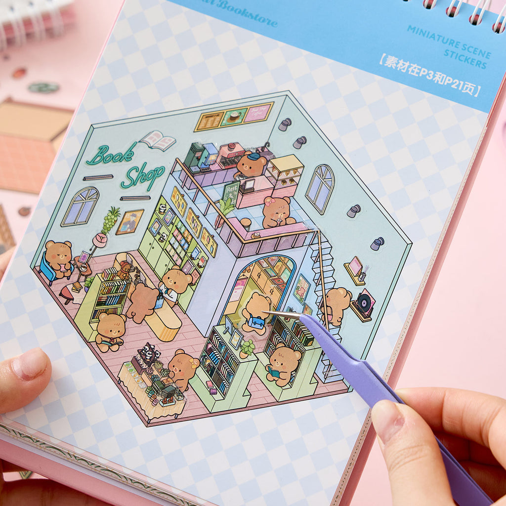 The sunshine town shrink scene book is a Book of seal, children's seal, various building scenes, 49 pages / book. 3 d A three-dimensional cartoon shed diy Decorative book