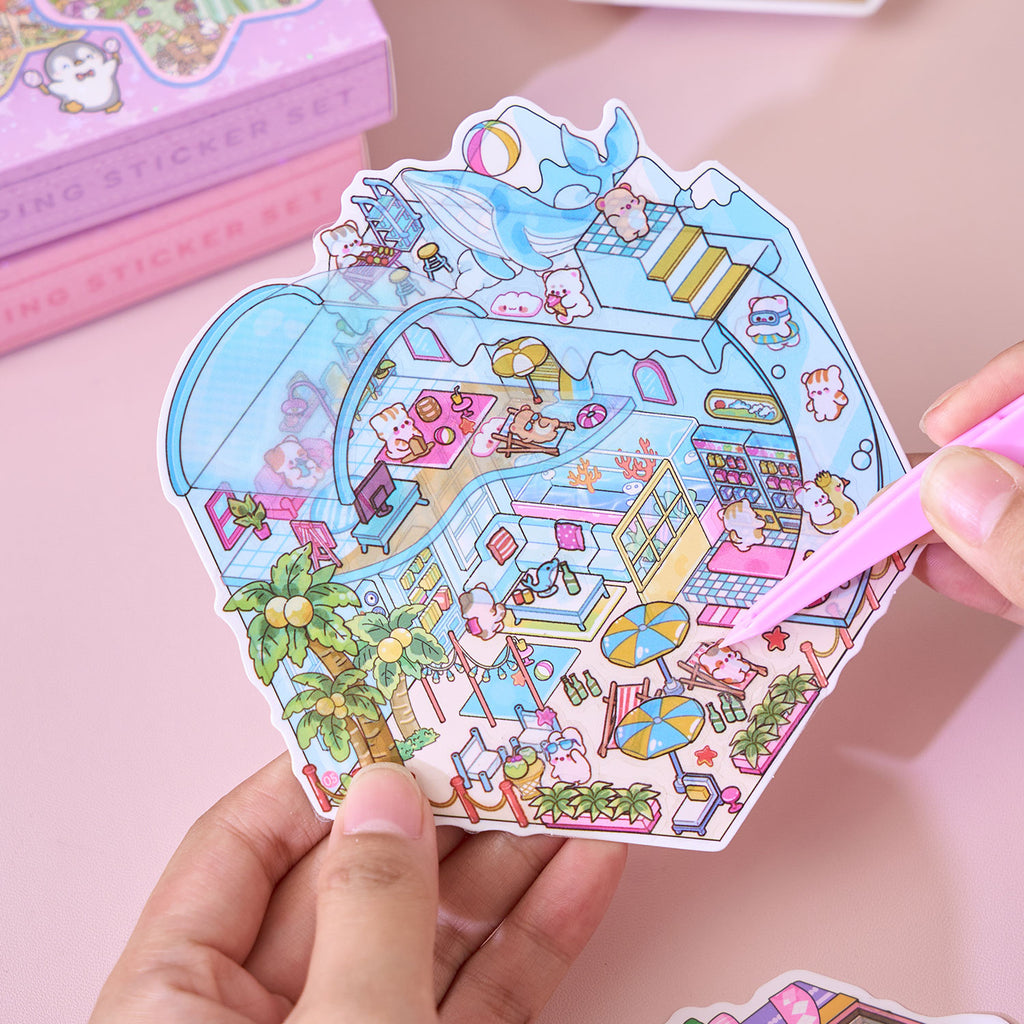 One box reduction scene pocketbook, seal for children, adult stress relief seal. There are 20 different themes, 40 sheets of paper. Can be used for glass metal cup body seal. 3 d A three-dimensional cultural property diy Decorative book