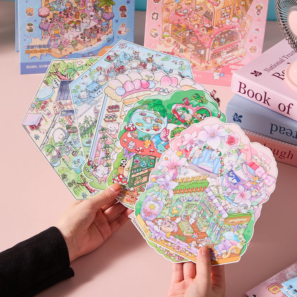 Island series rainbow island fairy tale Island Island shrinking scene diary seal seal for children D A three-dimensional cartoon shed DIY Decorative book