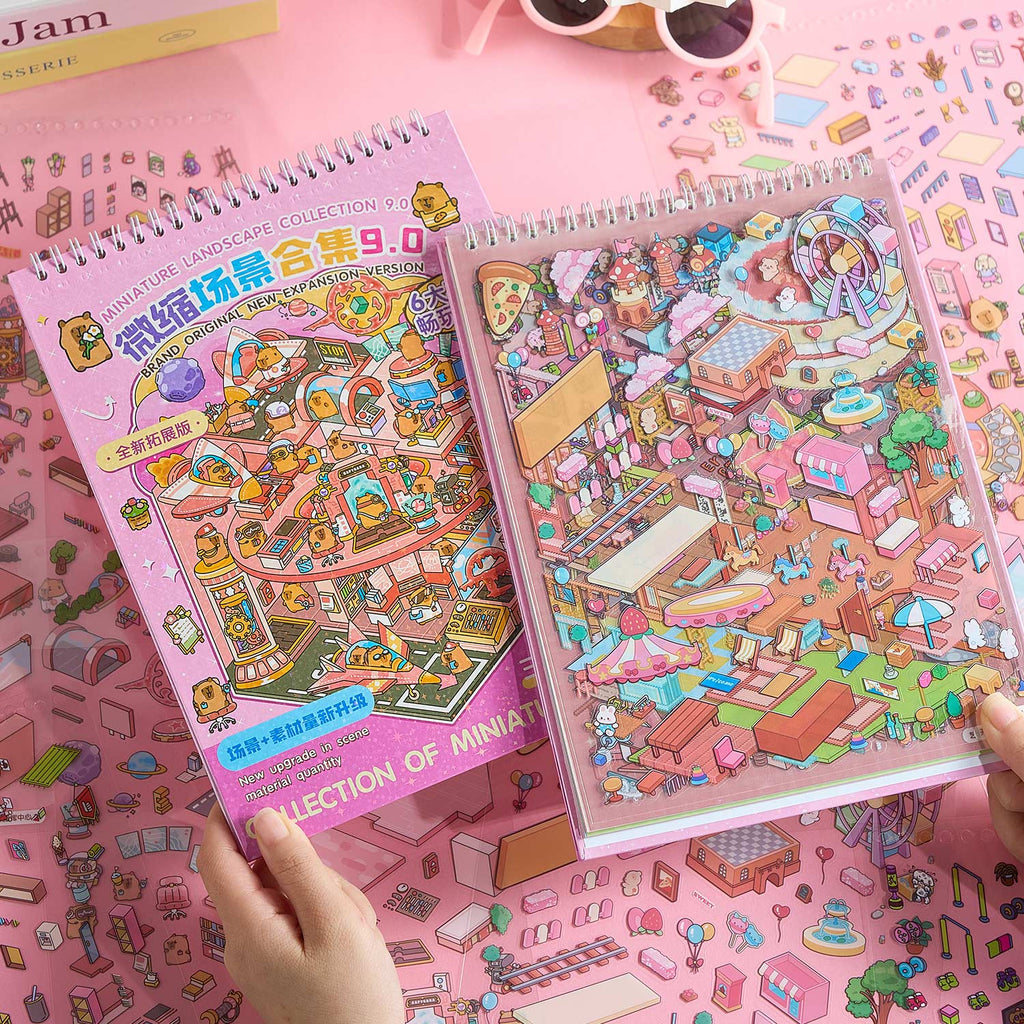 A narrow scene of the town of pleasure is a Book Book seal seal, child's wisdom seal, six different theme scenes. 3 d A three-dimensional cartoon shed diy Decorative book