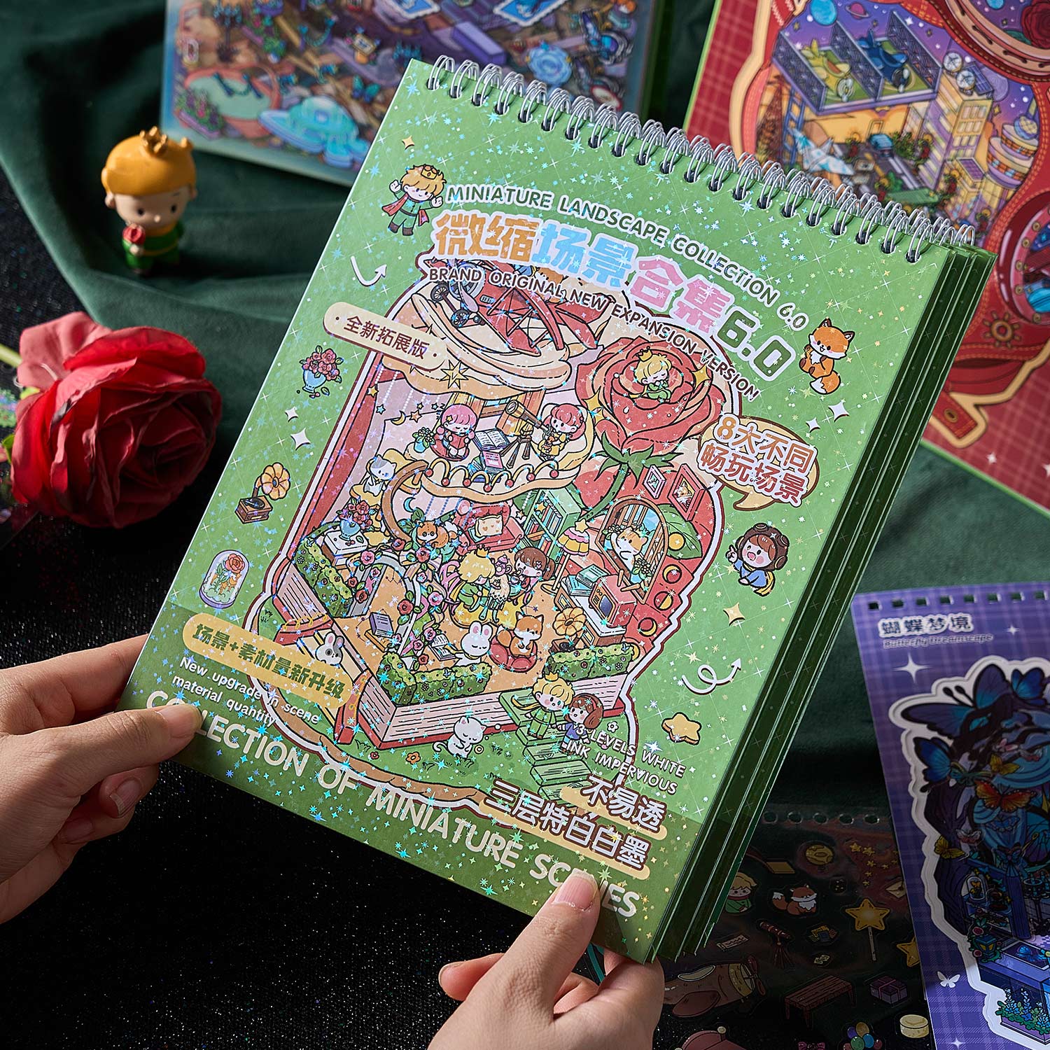 A micro scene book of rose Town, a seal seal for children, an adult stress relief seal. There are various construction scenes and can be used for glass metal cup bodyseal. 3 d A three-dimensional cultural property diy Decorative book