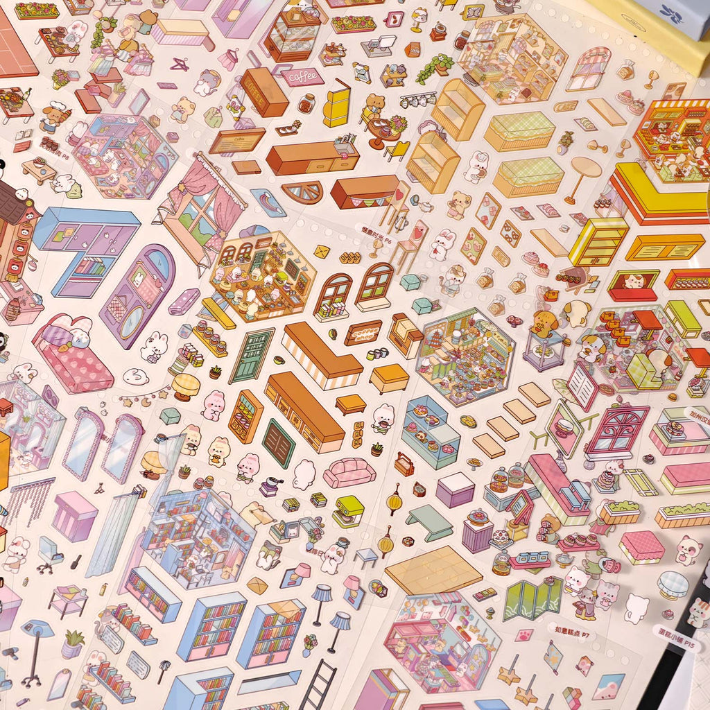 Great popularity panda It is a shrinking scene book notebook, a seal for children, various building scenes, 40 pages / books. 3 d A three-dimensional cartoon shed diy Decorative book