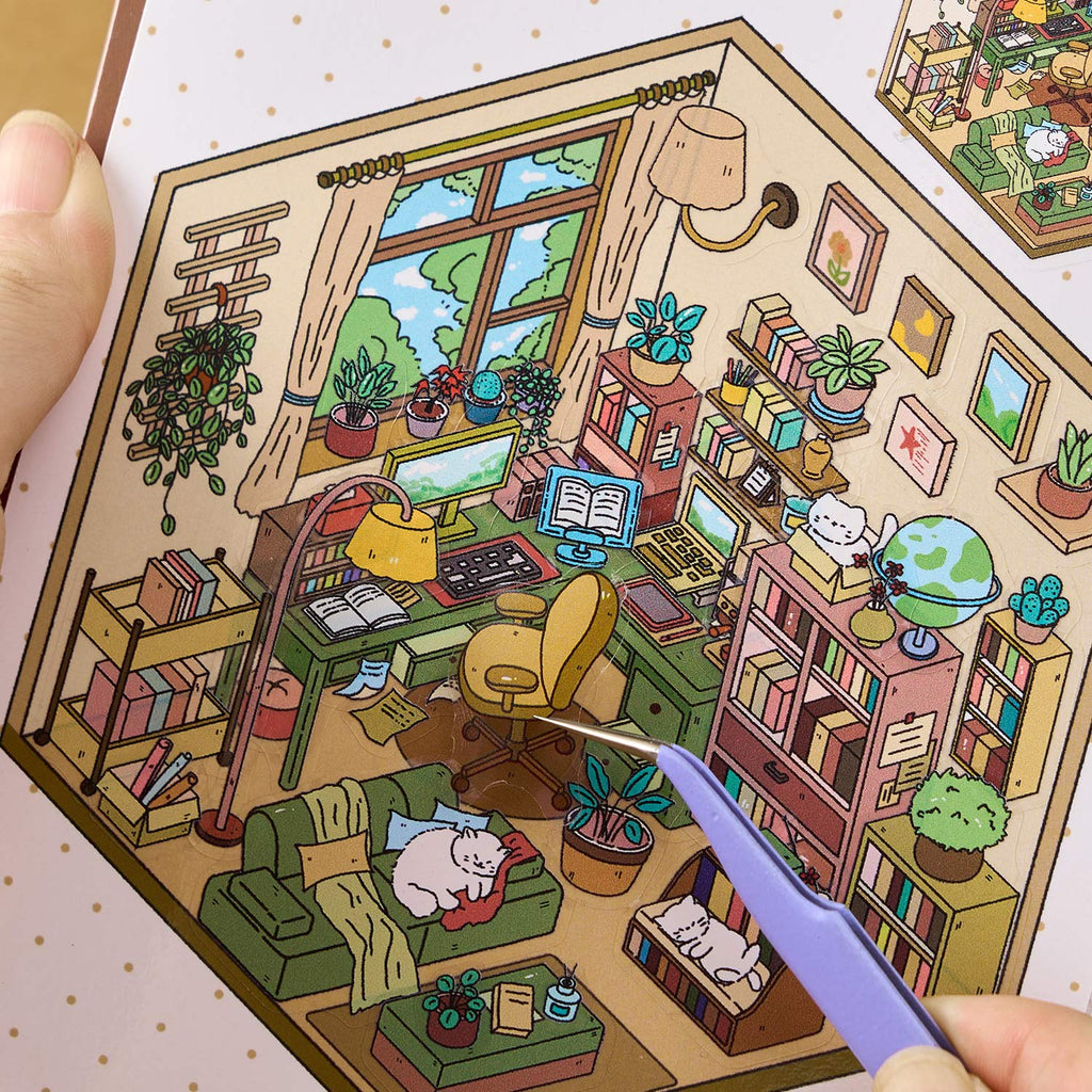 The town of the dream town is a shrinking scene of the town. The seal seal for children is a diverse construction scene D A three-dimensional cartoon shed DIY Decorative book