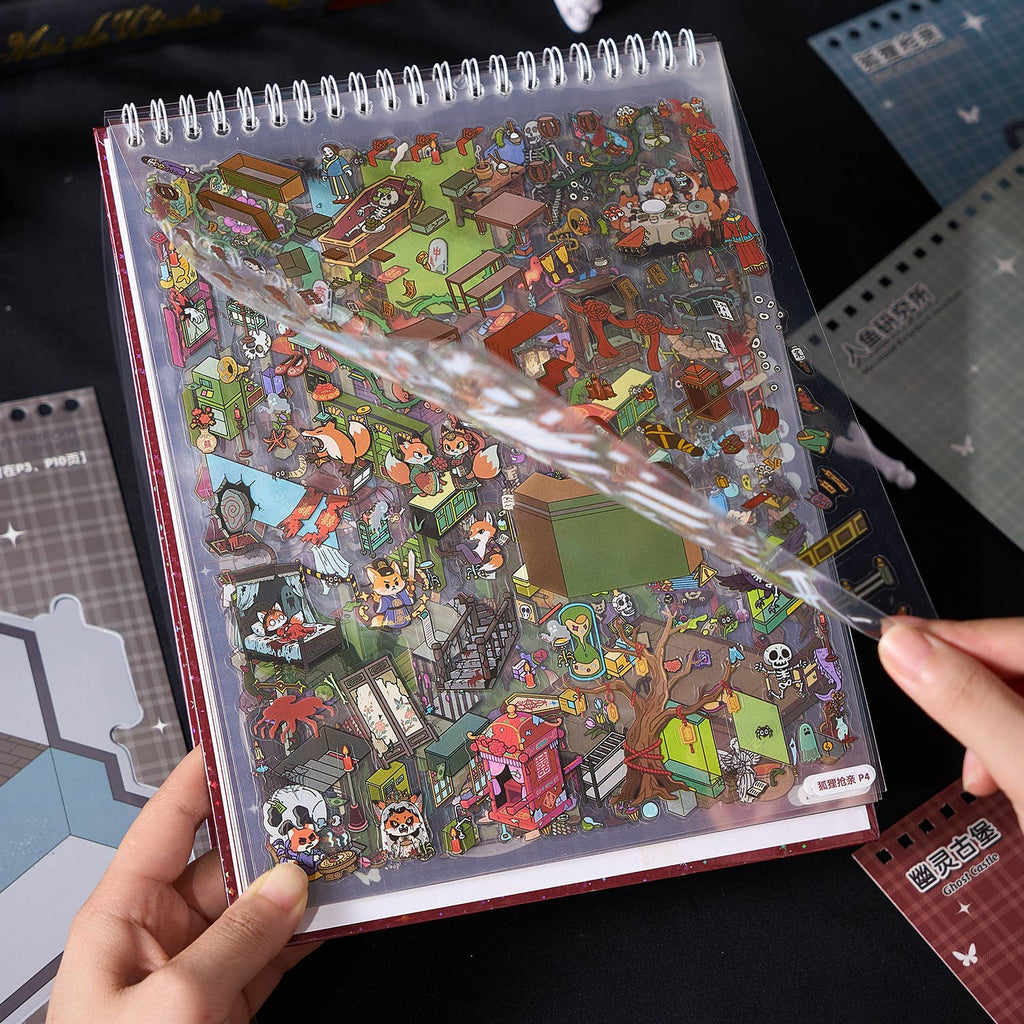 The thriller town micro scene pocketbook seal, children's awareness seal, adult stress relief seal. 8 different theme scenes. Can be used for glass metal cup body seal. 3 d Solid diy Decorative book