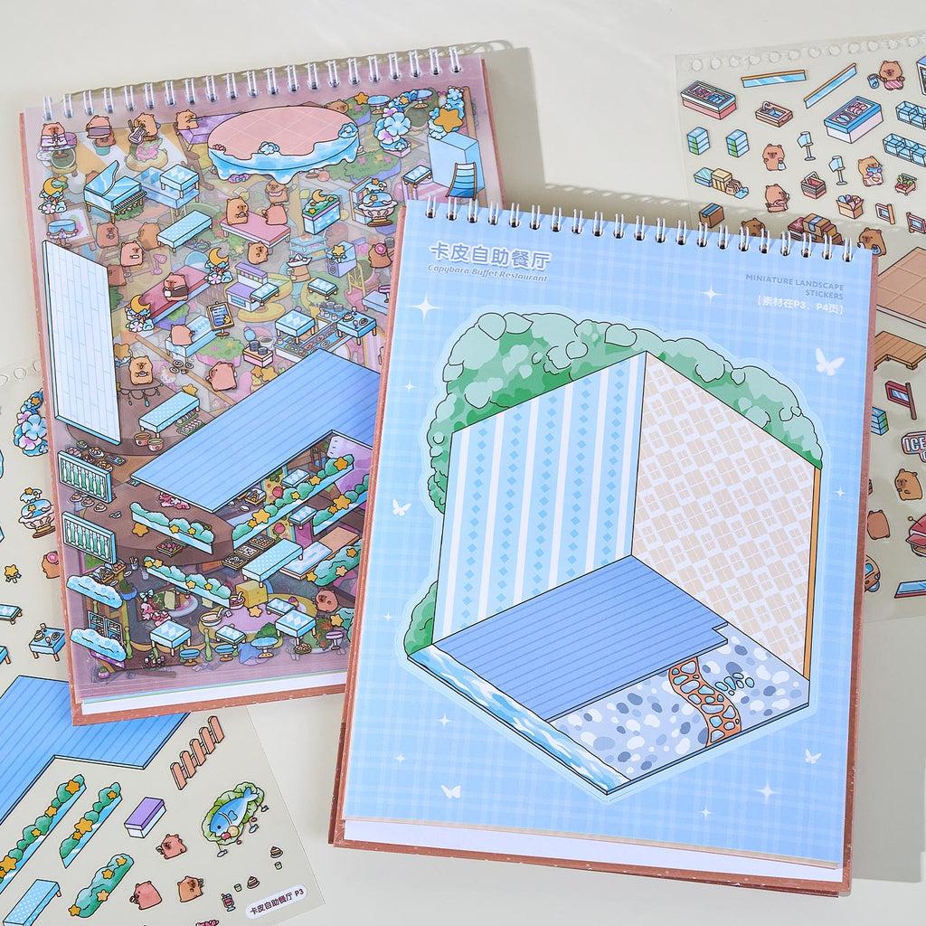 It is a Book of the reduced scene of the strange town. 6 different theme scenes. Can be used for glass metal cup body seal. 3 d Solid diy Decorative book