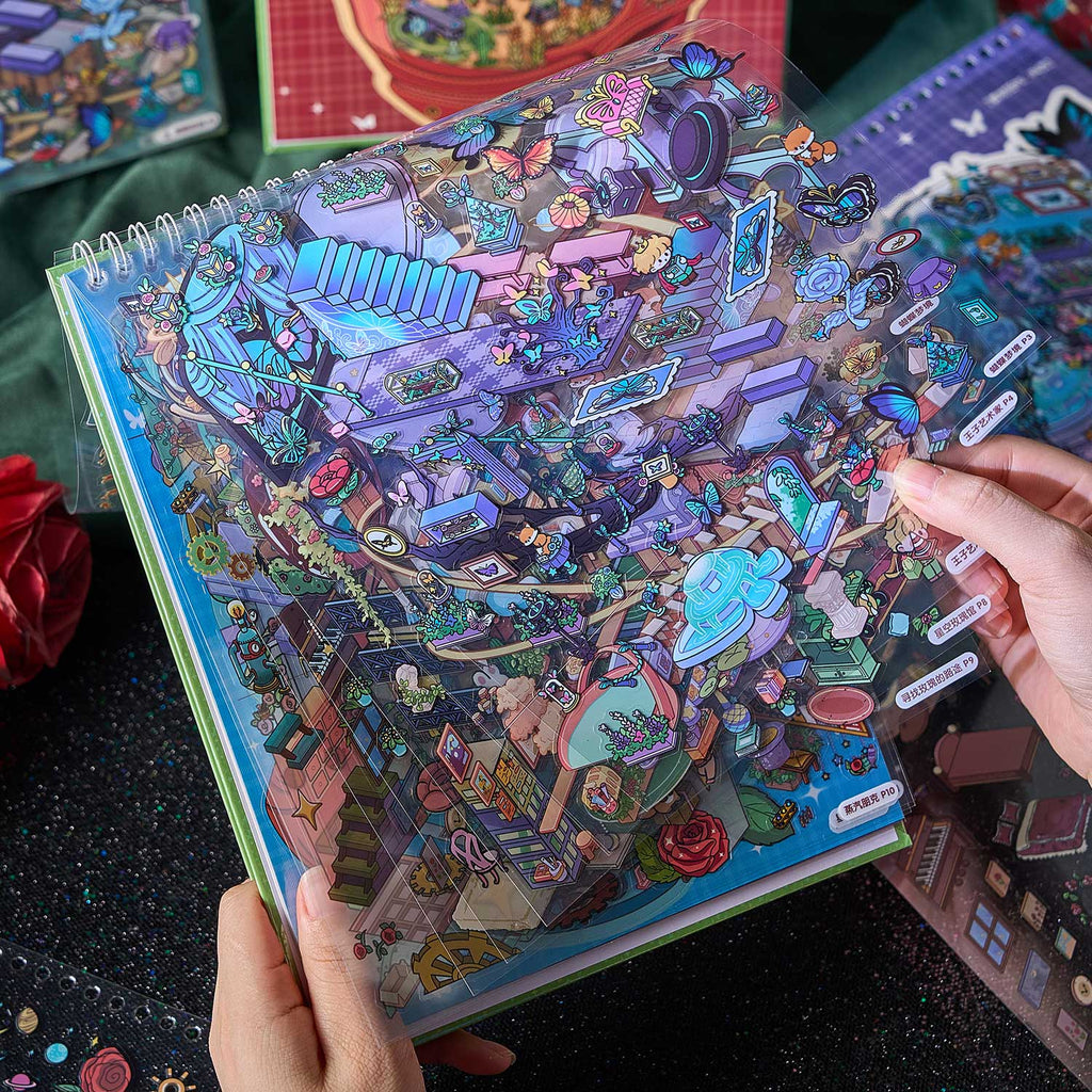 A micro scene book of rose Town, a seal seal for children, an adult stress relief seal. There are various construction scenes and can be used for glass metal cup bodyseal. 3 d A three-dimensional cultural property diy Decorative book