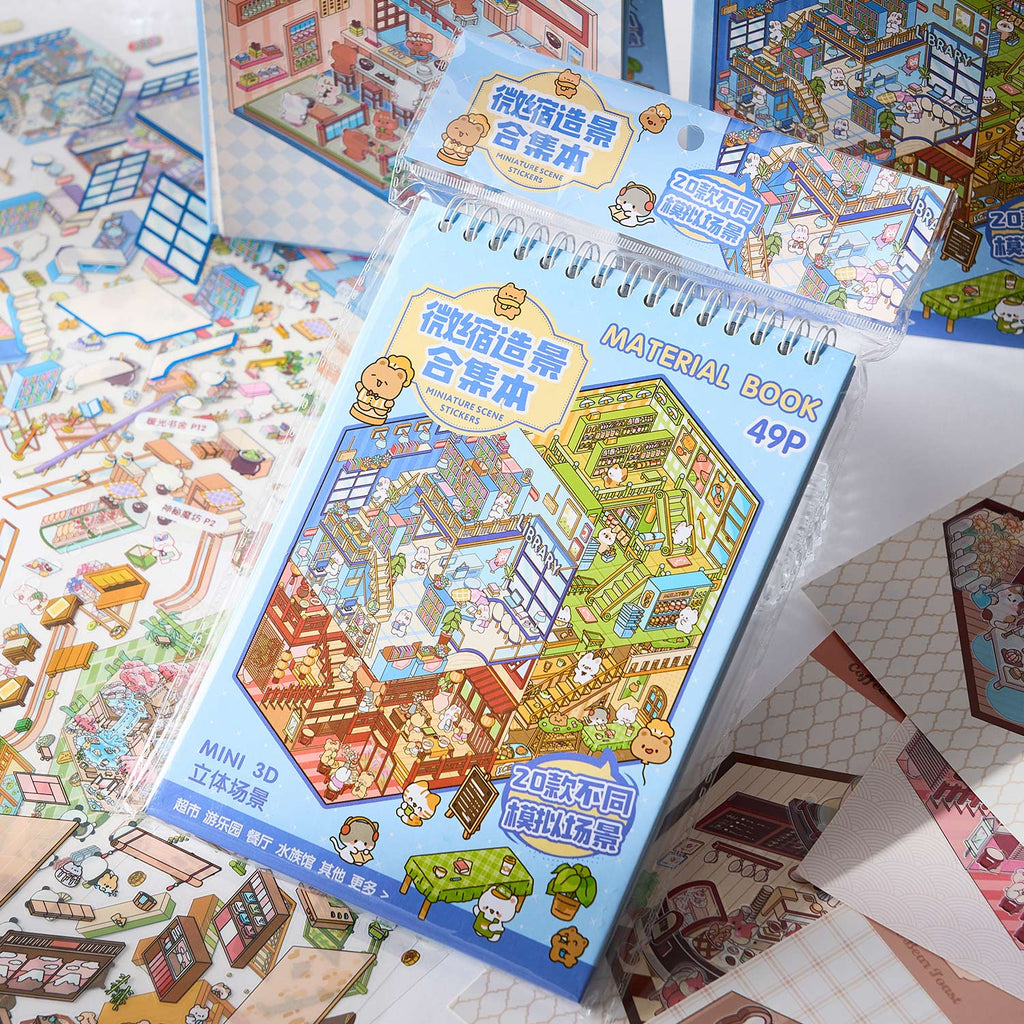 One of the most popular scenes in the shopping district is a shrink scene notebook, a seal for children, a variety of fabrication scenes, 49 pages / books. 3 d A three-dimensional cartoon shed diy Decorative book