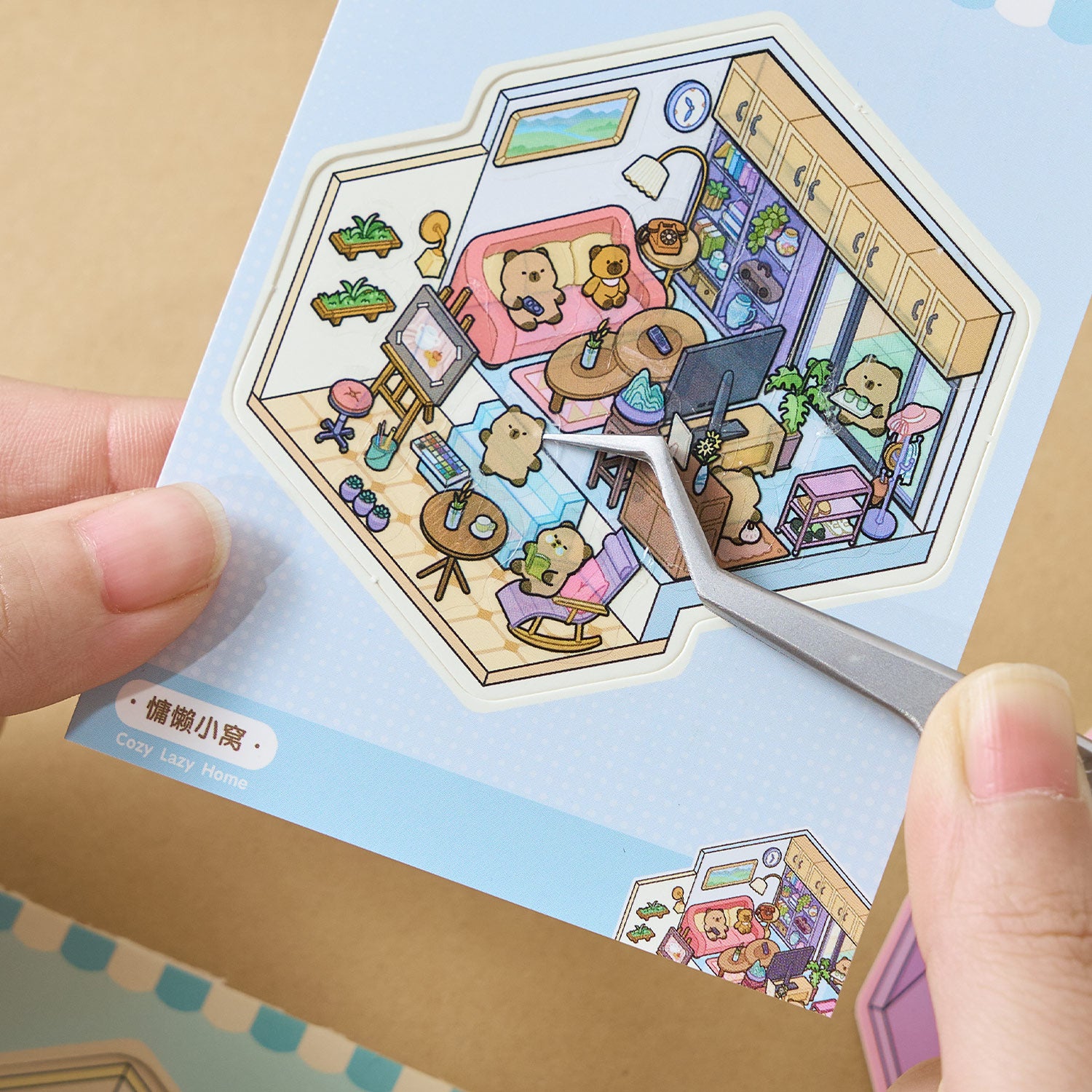 A mini mini series (4 items) easy to use mini notebooks diy Toy. 8 different theme scenes, 24 sheets / gold. 3 d A three-dimensional cartoon shed diy Decorative book