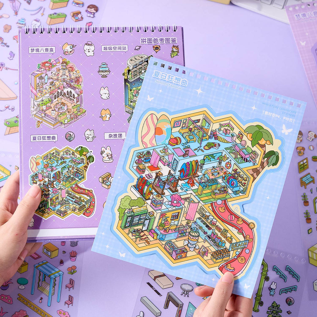 The melody town micro scene diary seal seal, the child care seal, and the adult stress relief seal. 8 different theme scenes. Can be used for glass metal cup body seal. 3 d Solid diy Decorative book