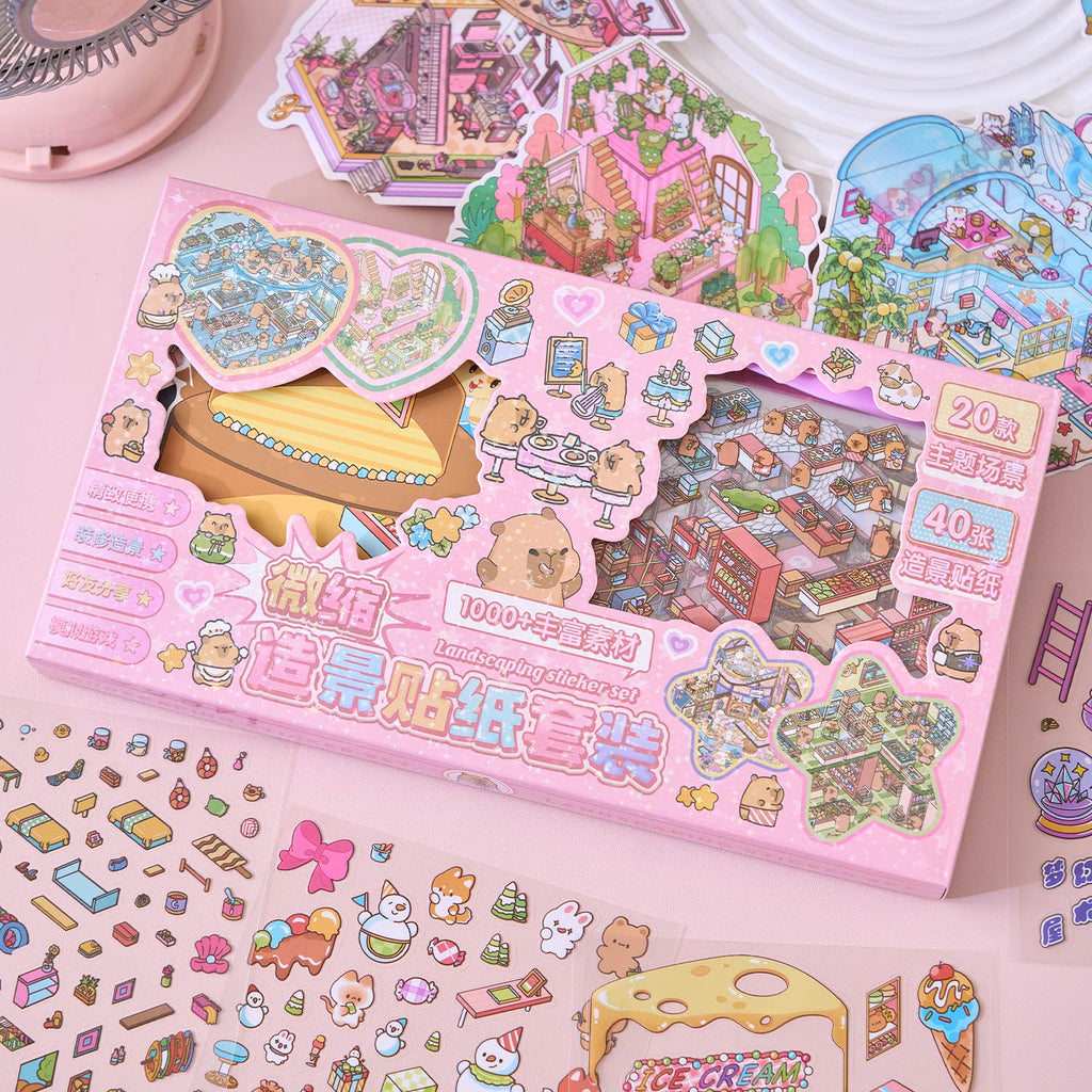 One box reduction scene pocketbook, seal for children, adult stress relief seal. There are 20 different themes, 40 sheets of paper. Can be used for glass metal cup body seal. 3 d A three-dimensional cultural property diy Decorative book