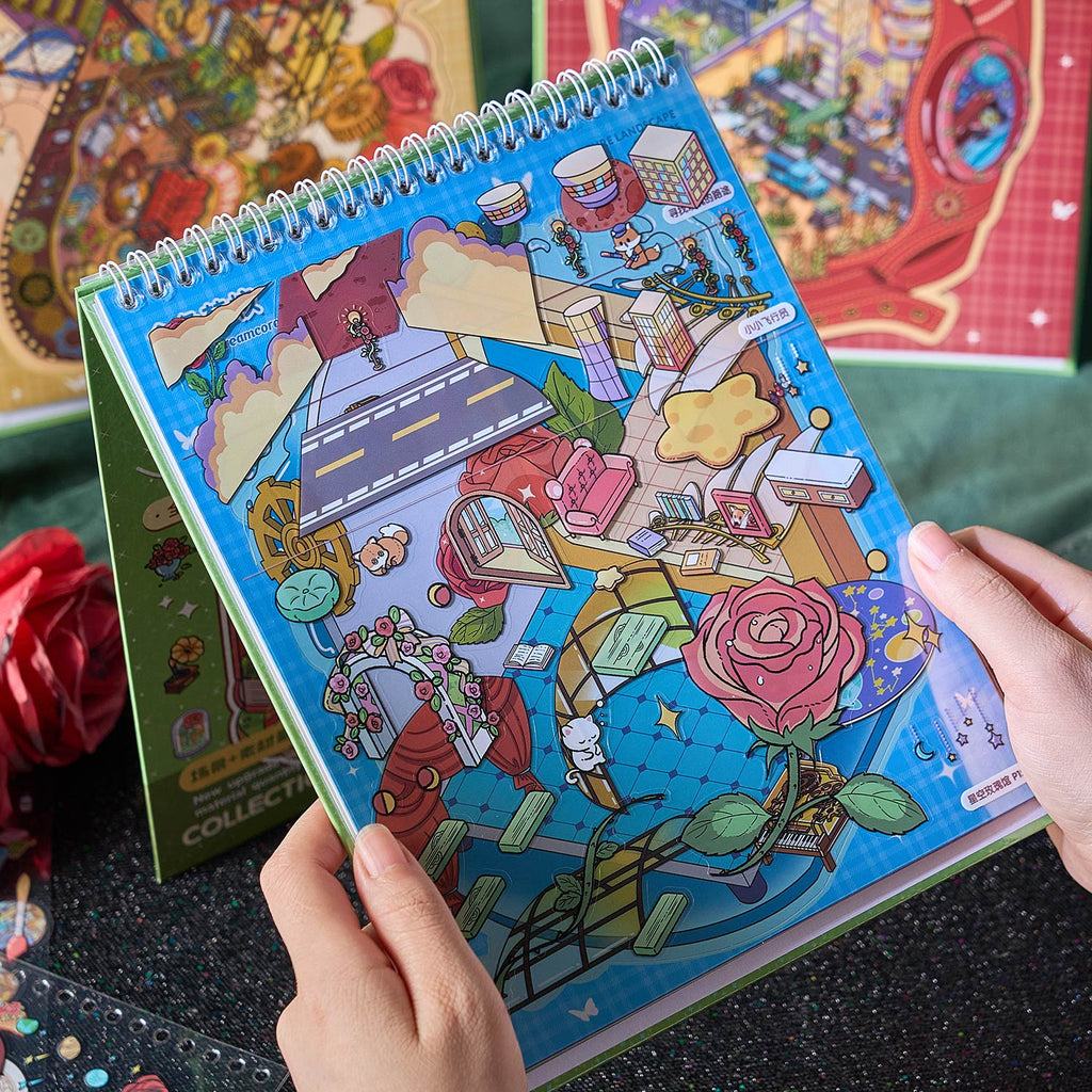 A micro scene book of rose Town, a seal seal for children, an adult stress relief seal. There are various construction scenes and can be used for glass metal cup bodyseal. 3 d A three-dimensional cultural property diy Decorative book