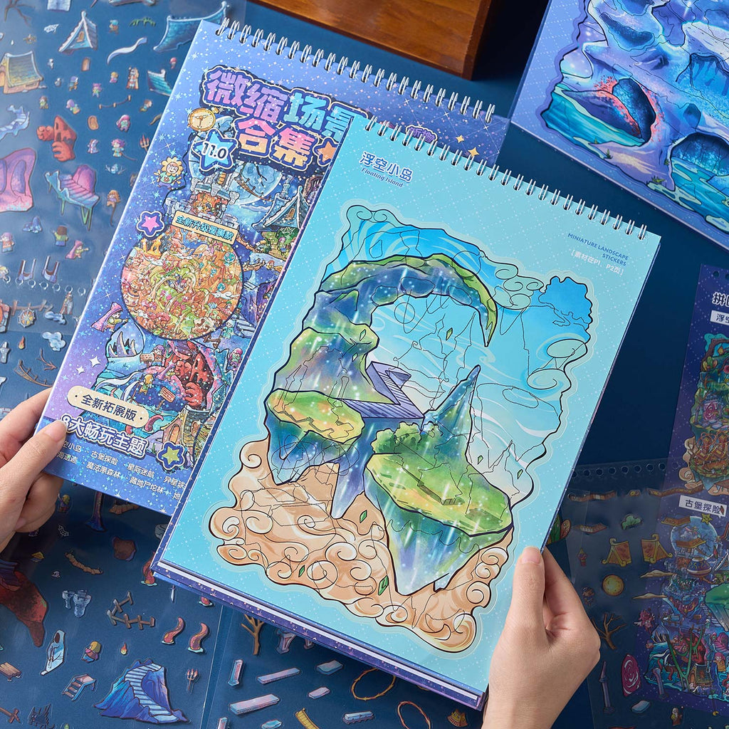 One of the notebooks of the shrinking scene of the town in the odd area diy Toy. 8 different theme scenes. 3 d A three-dimensional cartoon shed diy Decorative book